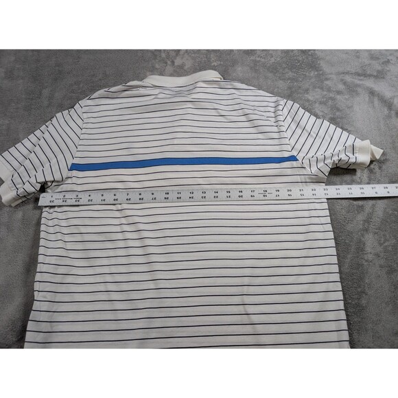 Polo Ralph Lauren Polo Shirt Men's L White Blue Stripe Moisture Management Golf - Picture 6 of 7